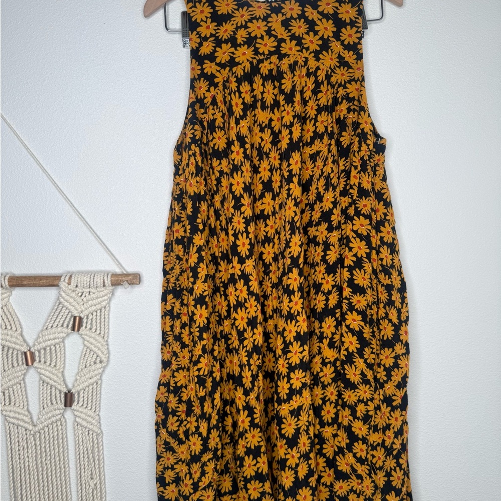 Free People Electric Daisy Mini Dress Yellow Black boho sleeveless - Picture 7 of 10
